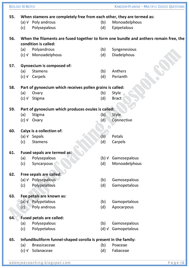 kingdom-plantae-mcqs-biology-11th