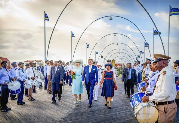 King Willem-Alexander and Queen Maxima attended the celebrations of Curacao Anthem and Flag Day 2018 (Dia di Bandera). wore Natan dress