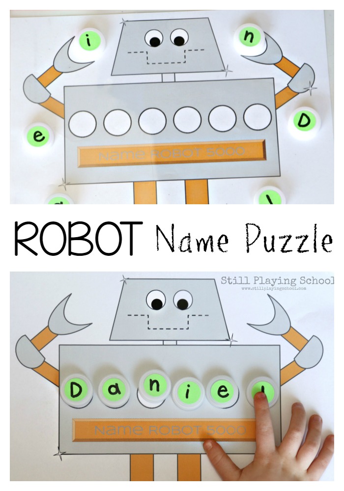 Robot Name Puzzle Still Playing School