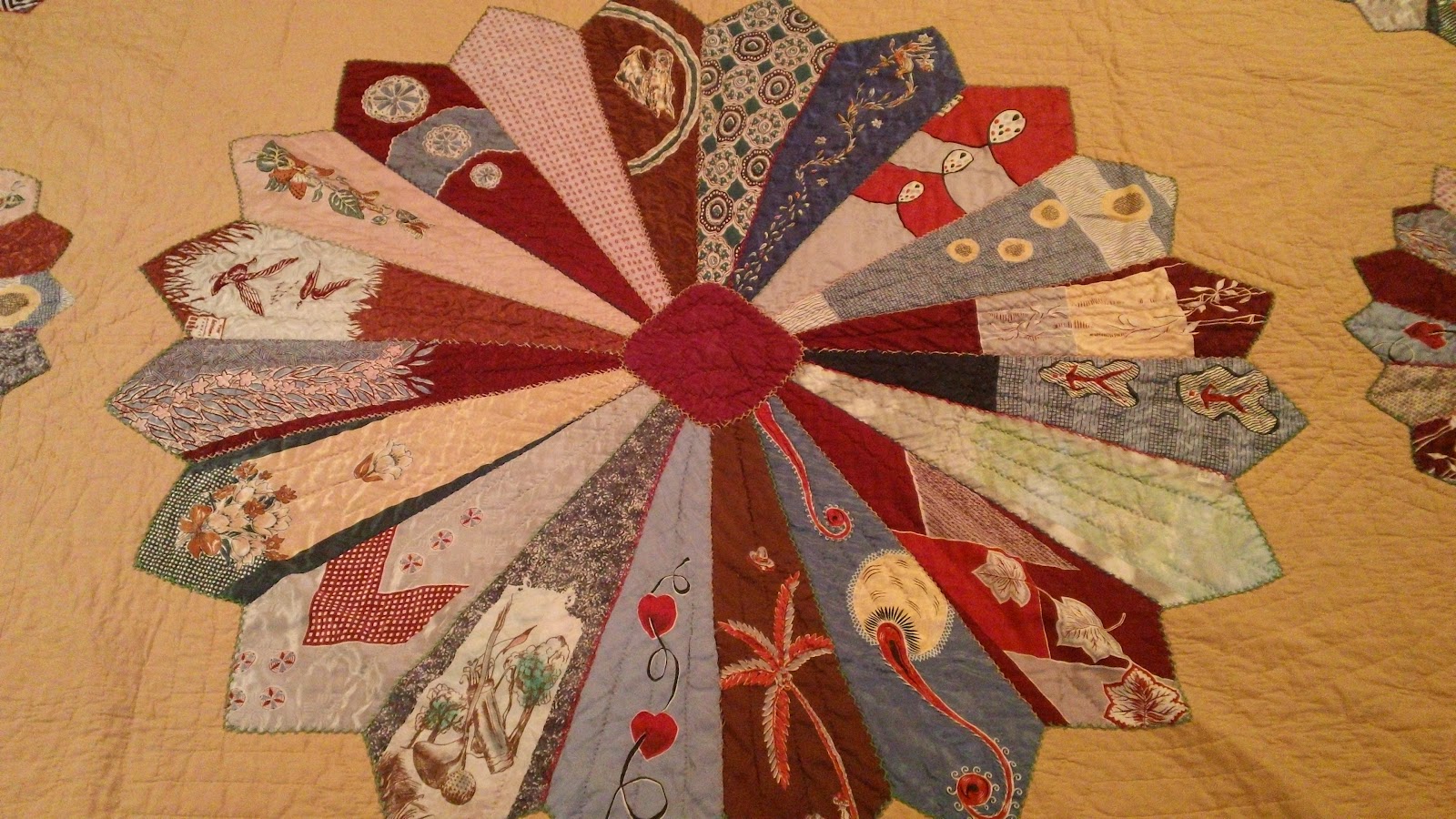 Penny Rugs and More Silk Tie Quilt Thrifting Find