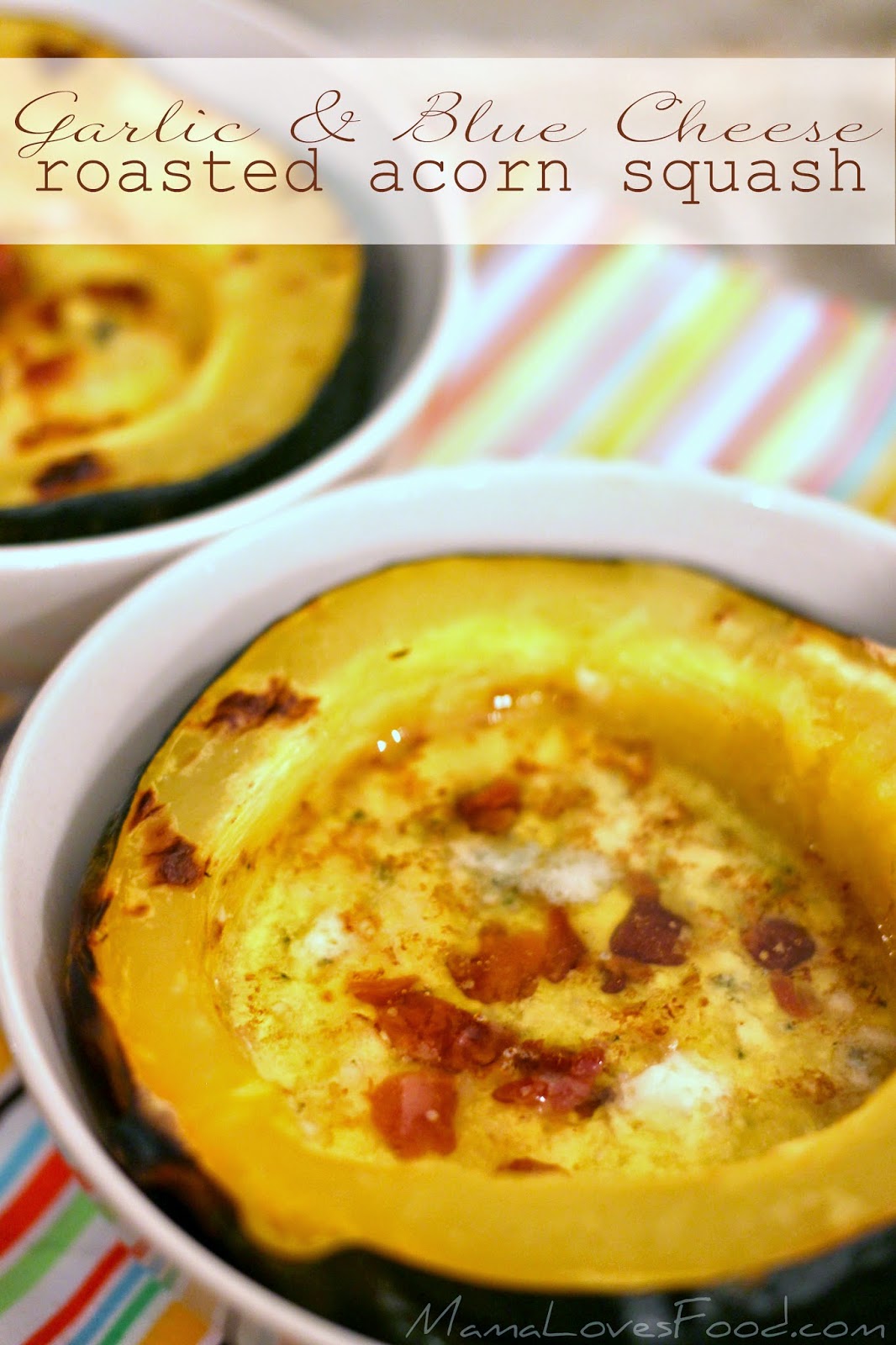 Garlic and Blue Cheese Roasted Acorn Squash. Mama Loves Food