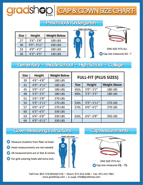 Graduation Shop: Learn About The Cap and Gown Size Chart