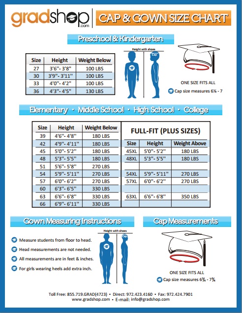 Graduation Shop Learn About The Cap And Gown Size Chart Graduation Shop Learn About The Cap And Gown Size Chart