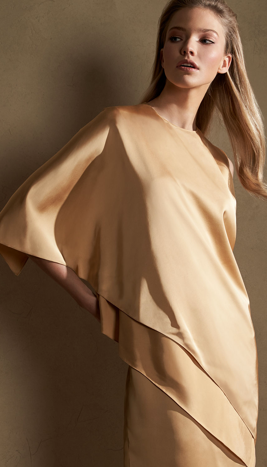 Ralph Lauren Collection Kayla Draped One-Shoulder Dress, Sand