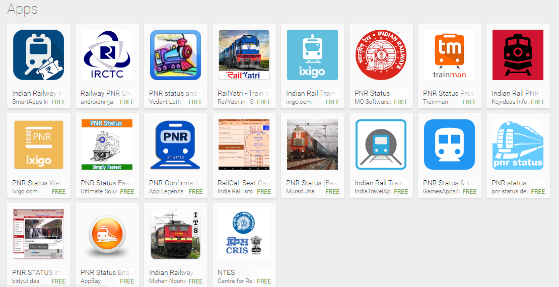 Free IRCTC PNR Rail, Train Enquiry & Live Indian Rail Apps