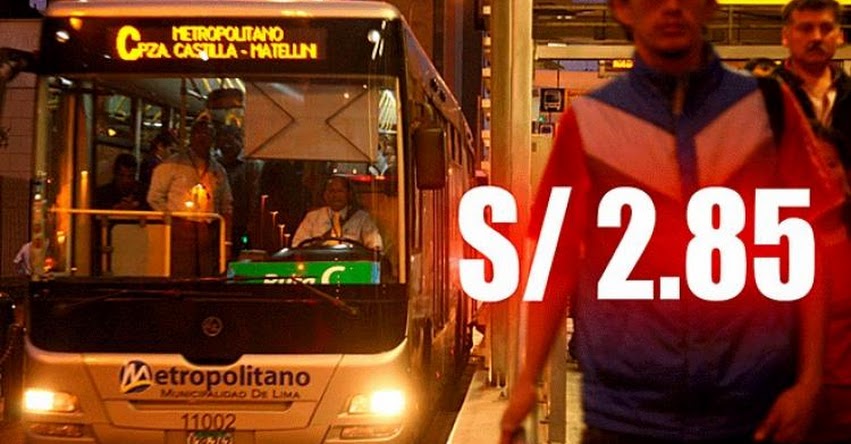 EL METROPOLITANO: Desde hoy aumentarán tarifa de pasaje a S/. 2.85 EL METROPOLITANO: Desde hoy aumentarán tarifa de pasaje a S/. 2.85