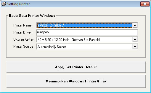 Menenentukan Default Printer Windows dengan VB6 Menenentukan Default Printer Windows dengan VB6