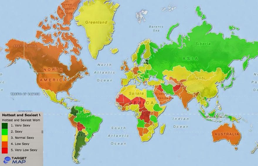 Hottest And Sexiest Women By Country - Maps You Never Would Have Seen in School