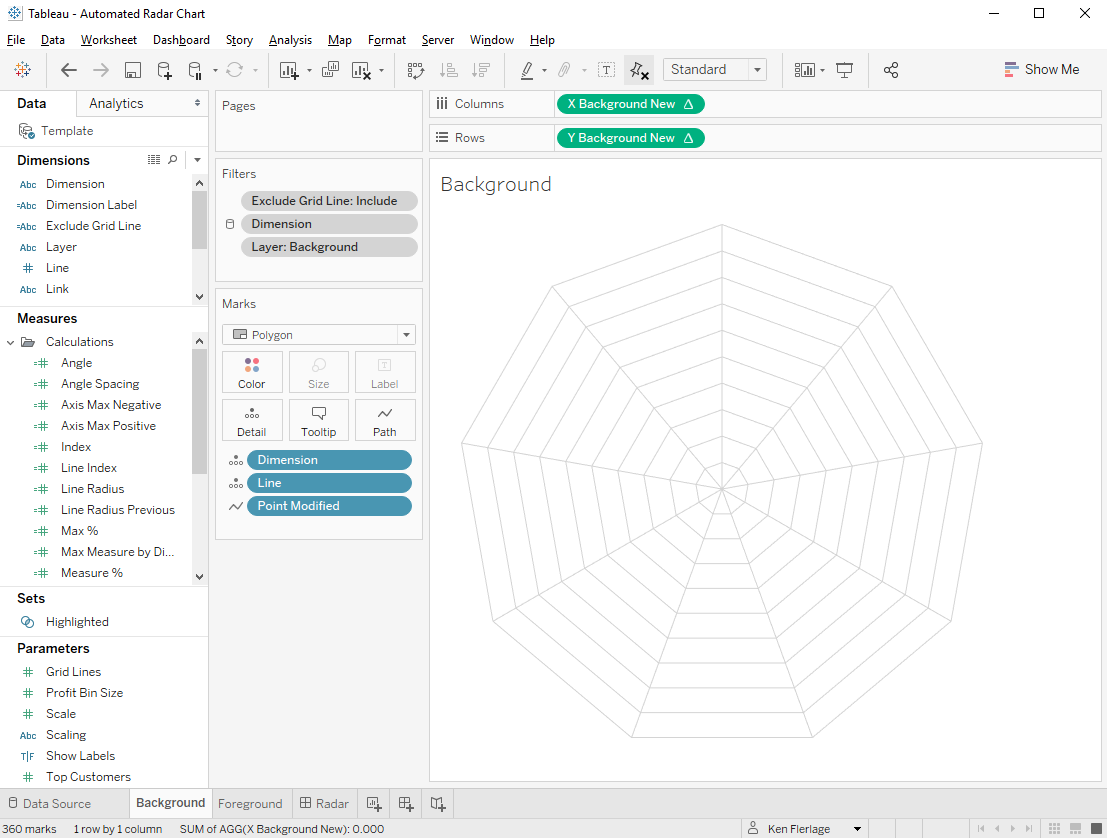 Tableau 10 Radar Chart