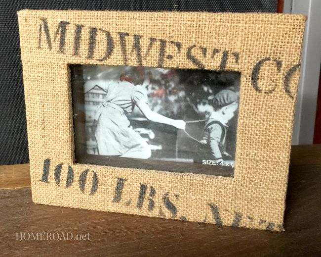 Stenciled Burlap Frame