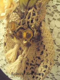 Vintage crocheted purse with vintage earrings