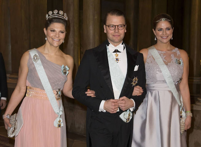 Swedish Royal Family attends a gala dinner at Royal Palace