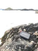 beach with rock with waterproof pouch 