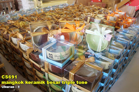 mangkok keramik besar triple tone