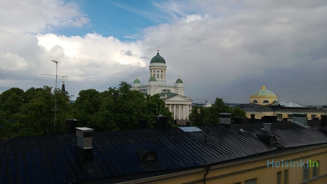 view from roof terrace at the University Library Helsinki