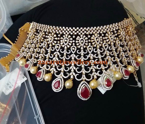 Broad Diamond Set with Rubies - Jewellery Designs