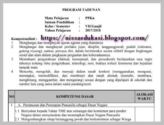 Download Prota, Promes PKn Kelas 7 SMP/MTs K13 Revisi 2018