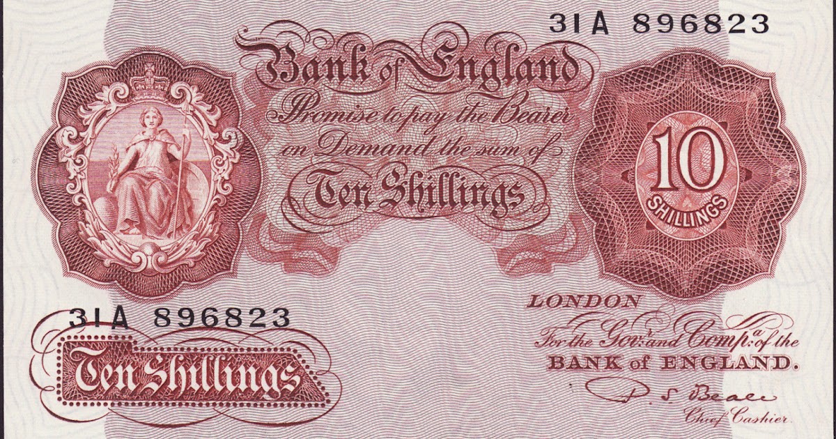 Great Britain 10 Shilling Note 1949 BritanniaWorld Banknotes & Coins