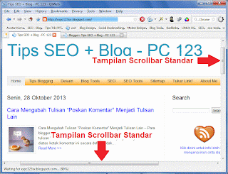 blog, blogger, seo, preview scrollbar standar pada blog yang belum diubah