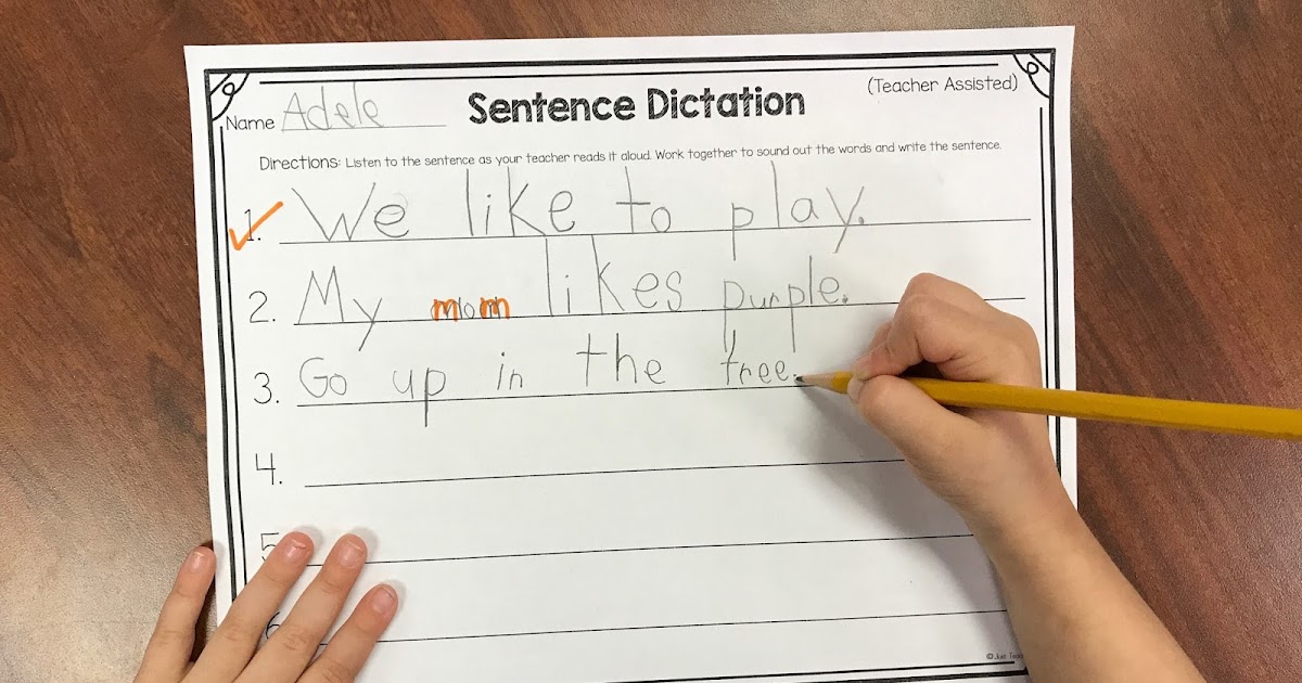 Simple Dictation Sentences Worksheets Large Letters