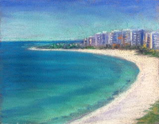 Soft pastel painting of a seascape by Manju Panchal