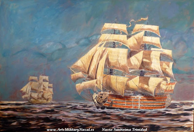 Oleo del navio Santisima Trinidad  pintado pasos a paso 5