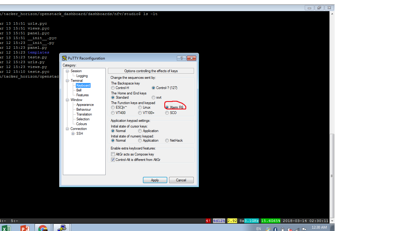 Make function keys work on putty's ssh session