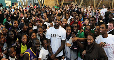 Lebron James with students from his foundation