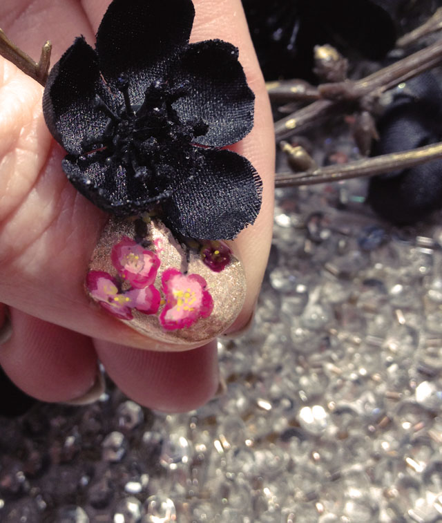 DIY Pink and Gold Cherry Blossom Nails + Nail Art Tutorial