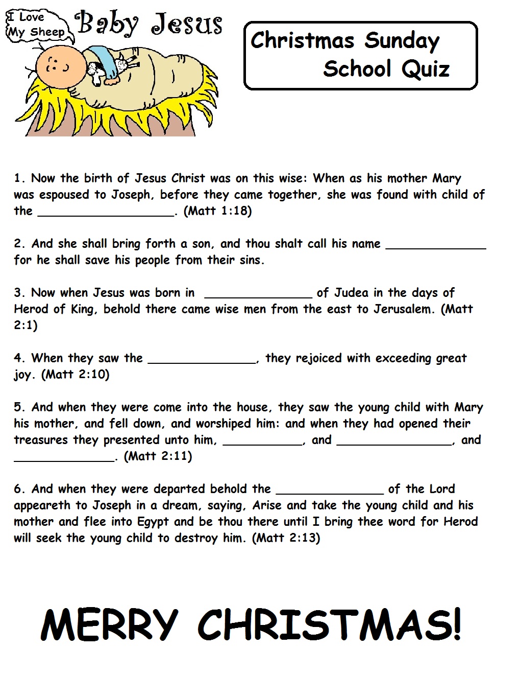 Free Printable Christmas Bible Quizzes