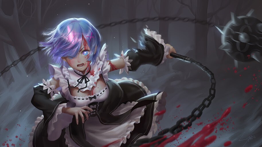 Re:Zero, Rem, Morning Star, Anime, Girl, Maid, 4K, #4.2672