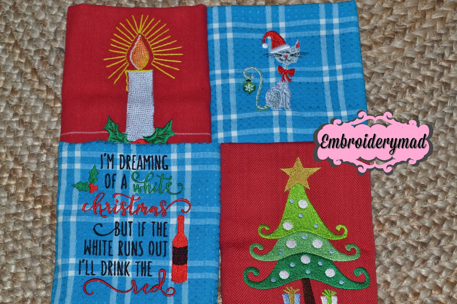 Embroiderymad Christmas Tea Towels.........