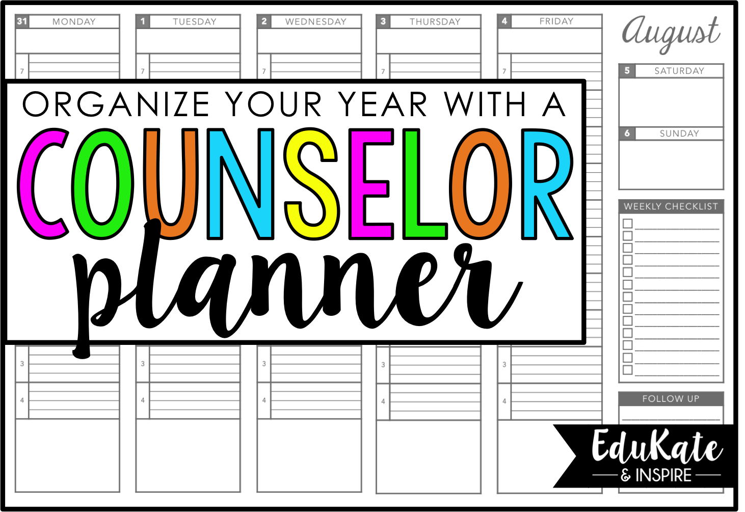 Organize Your School Year with a School Counselor Planner EduKate and