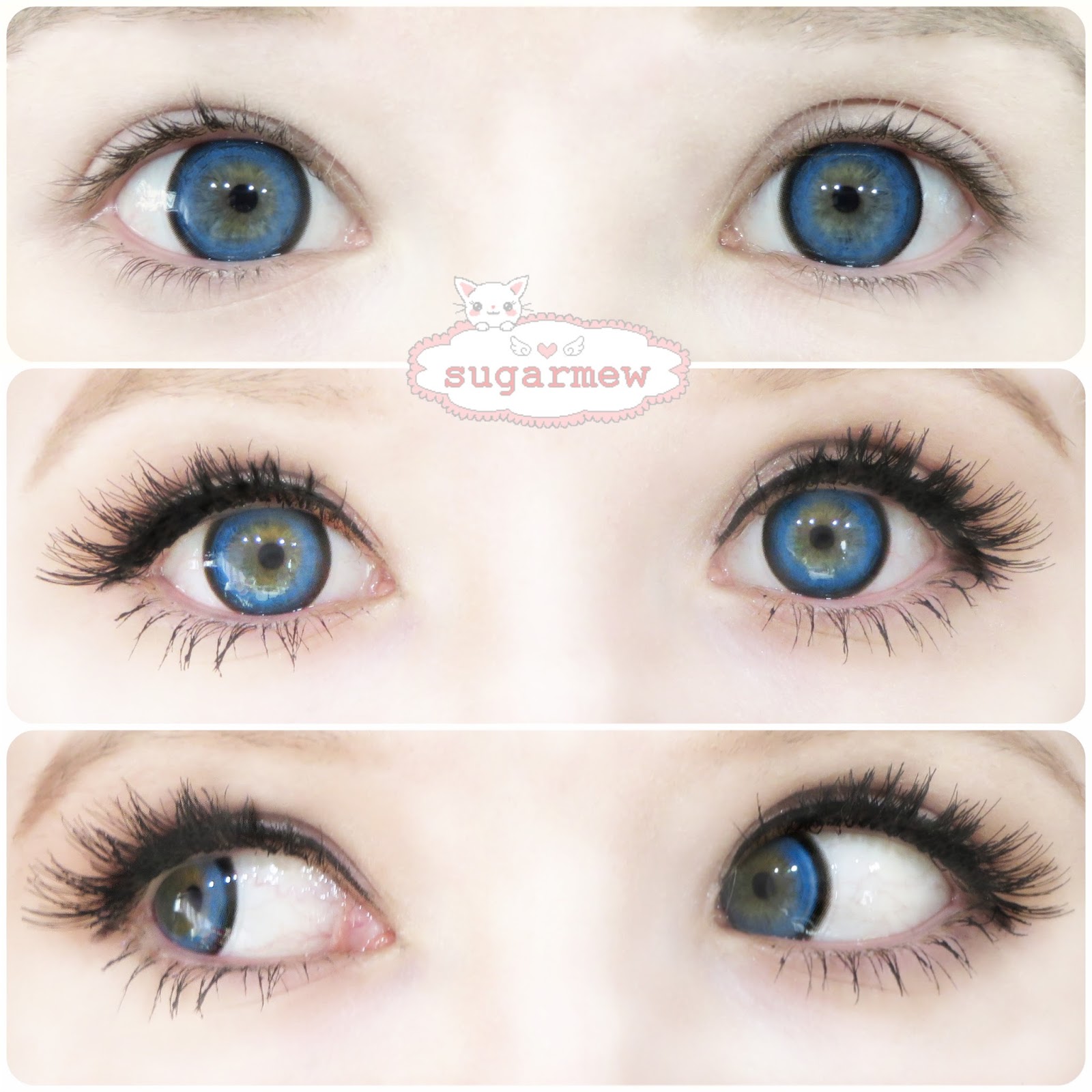 Uniqso Review ♥ ICK Petal Blue ♥ Circle Lenses on light blue eyes