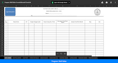 Program Walikelas Aplikasi Format Microsoft Excel Program Wali Kelas