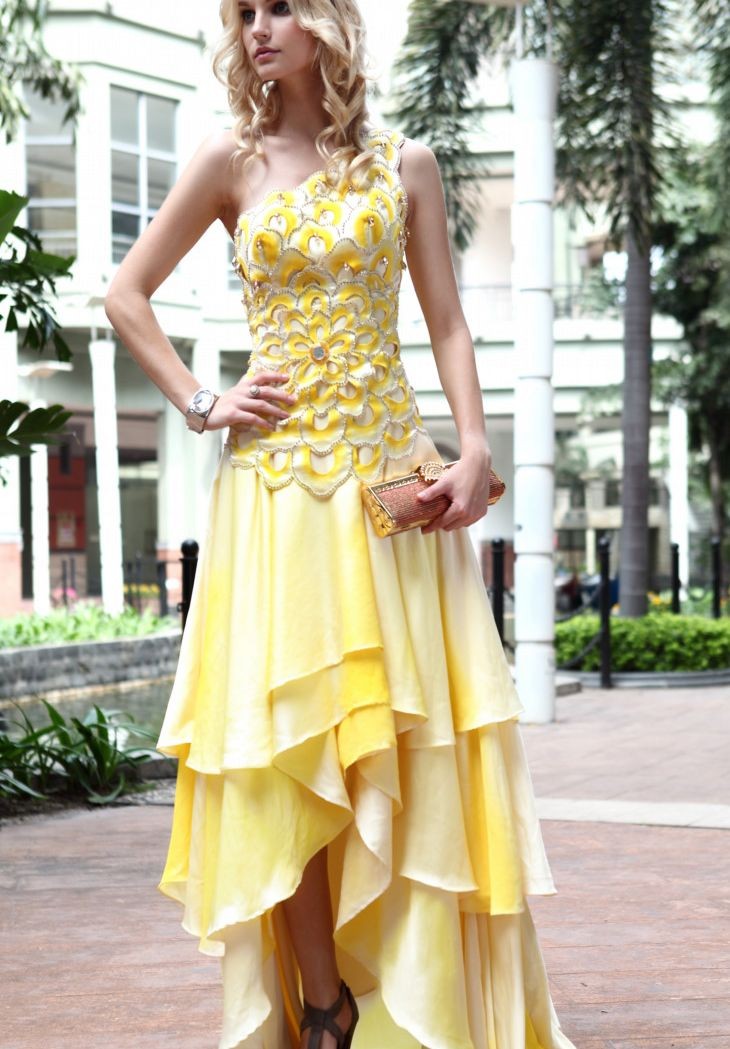 WhiteAzalea HighLow Dresses Cheap and Beautiful Yellow Highlow Prom