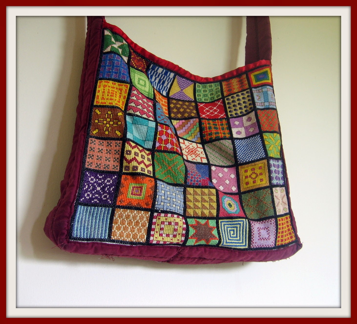 StitchSmart Colour Fiesta cross stitched bag