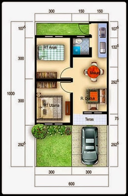 denah rumah minimalis tipe 36