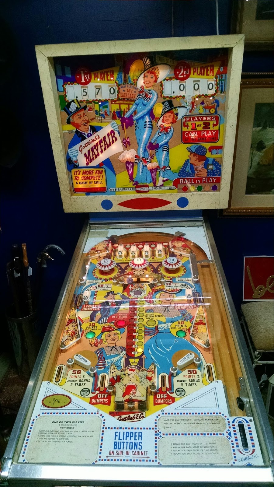 SCRANBERRY COOP 1966 Mayfair Pinball Machine by Gottlieg 999 firm