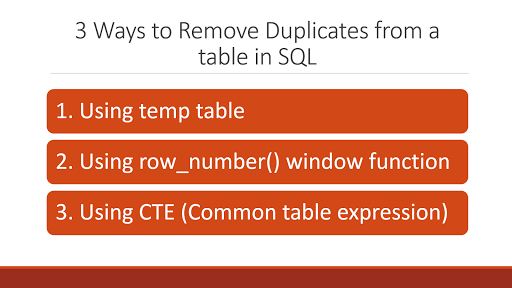 How to remove duplicate rows of  table in SQL