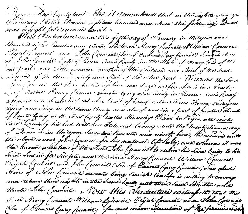 Kathryn's Quest Amanuensis Monday Councill Family Trees in Land Records