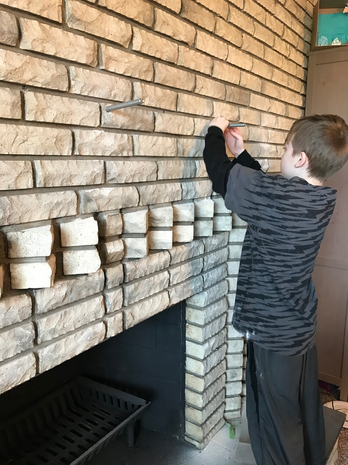 Fireplace Mantle DIY From A Brick Wall to A Warm Focal Point Amy Clary