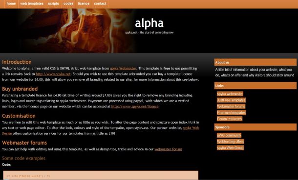 Grunge Orange Black Web 2.0 Website Template