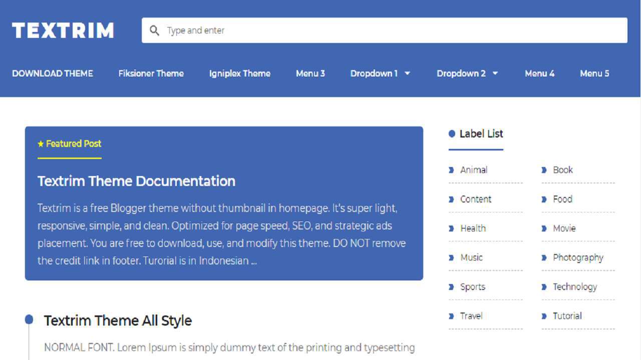 Download Template Textrim v3 Free