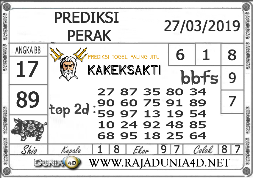 Prediksi Togel PERAK DUNIA4D 27 MARET 2019