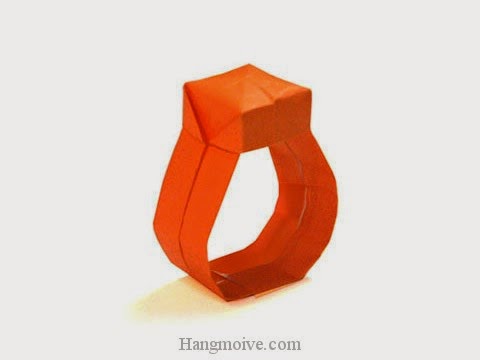 Cách gấp, xếp cái Nhẫn có mặt bằng giấy origami - Video hướng dẫn xếp hình đồ thời trang - How to fold a Ring