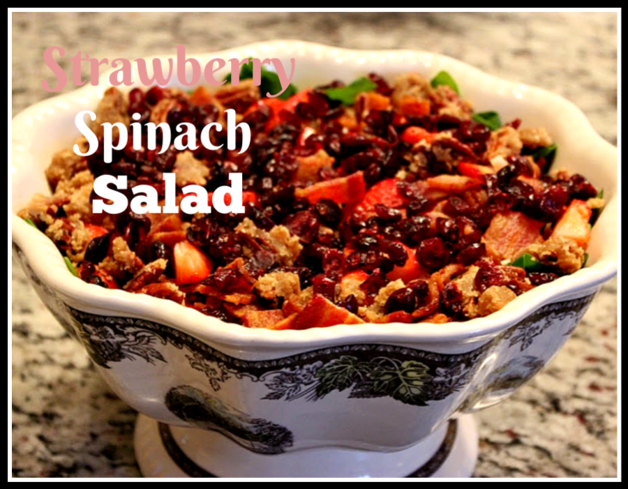 Sweet Tea and Cornbread Strawberry Spinach Salad with Praline Pecans!