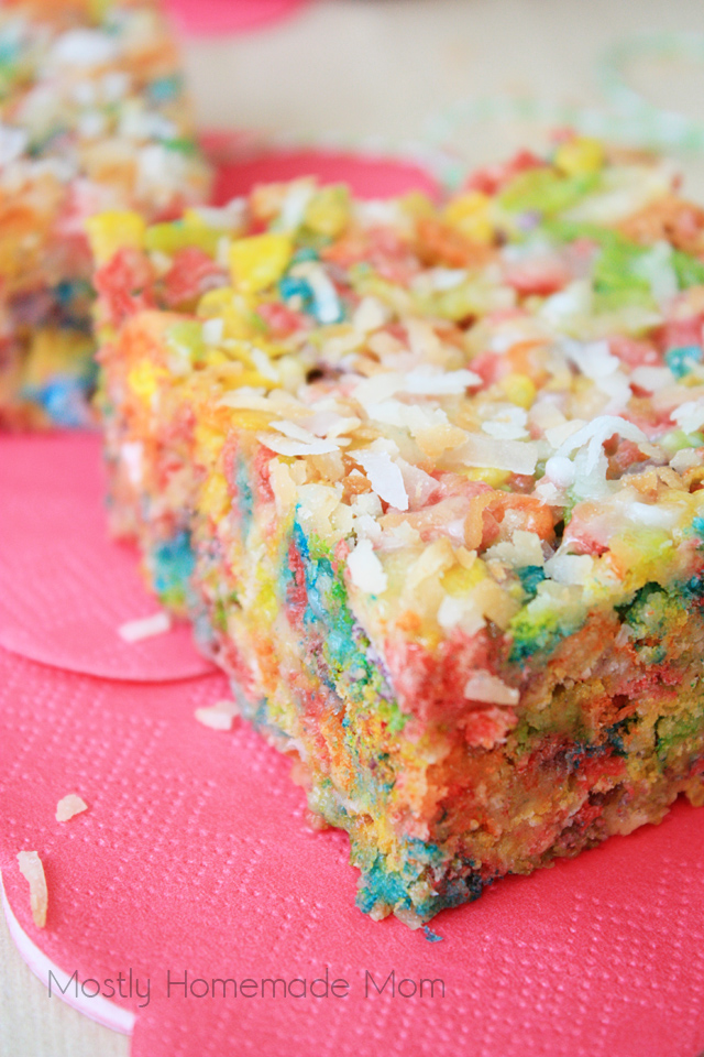 Toasted Coconut Marshmallow Fruity Pebbles Treats Mostly Homemade Mom