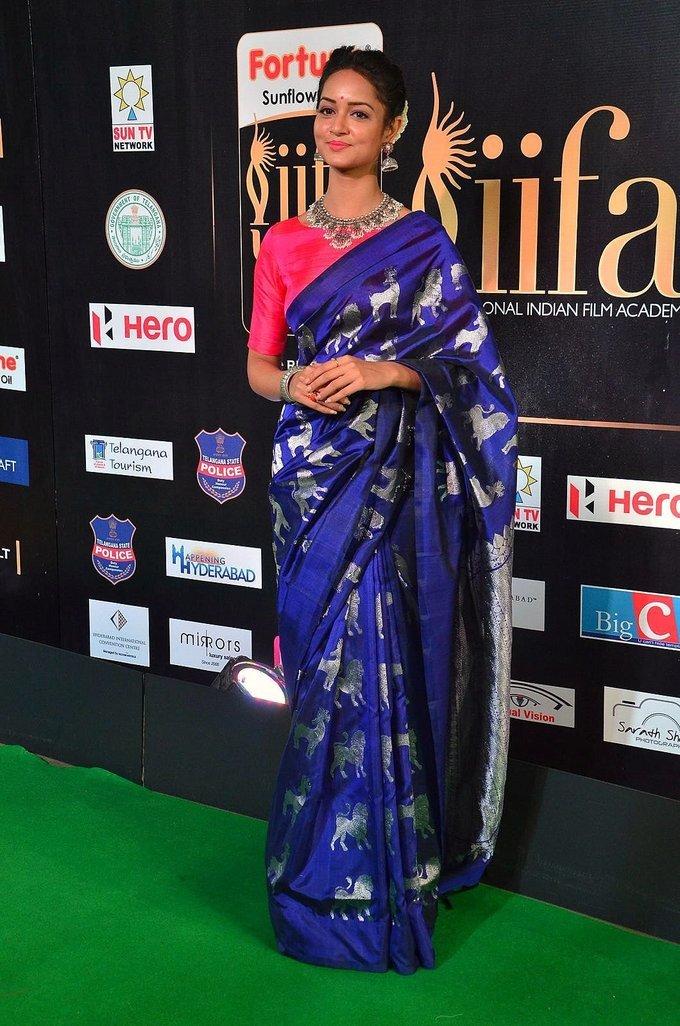 Telugu Actress Shanvi At IIFA Awards 2017 In Blue Saree