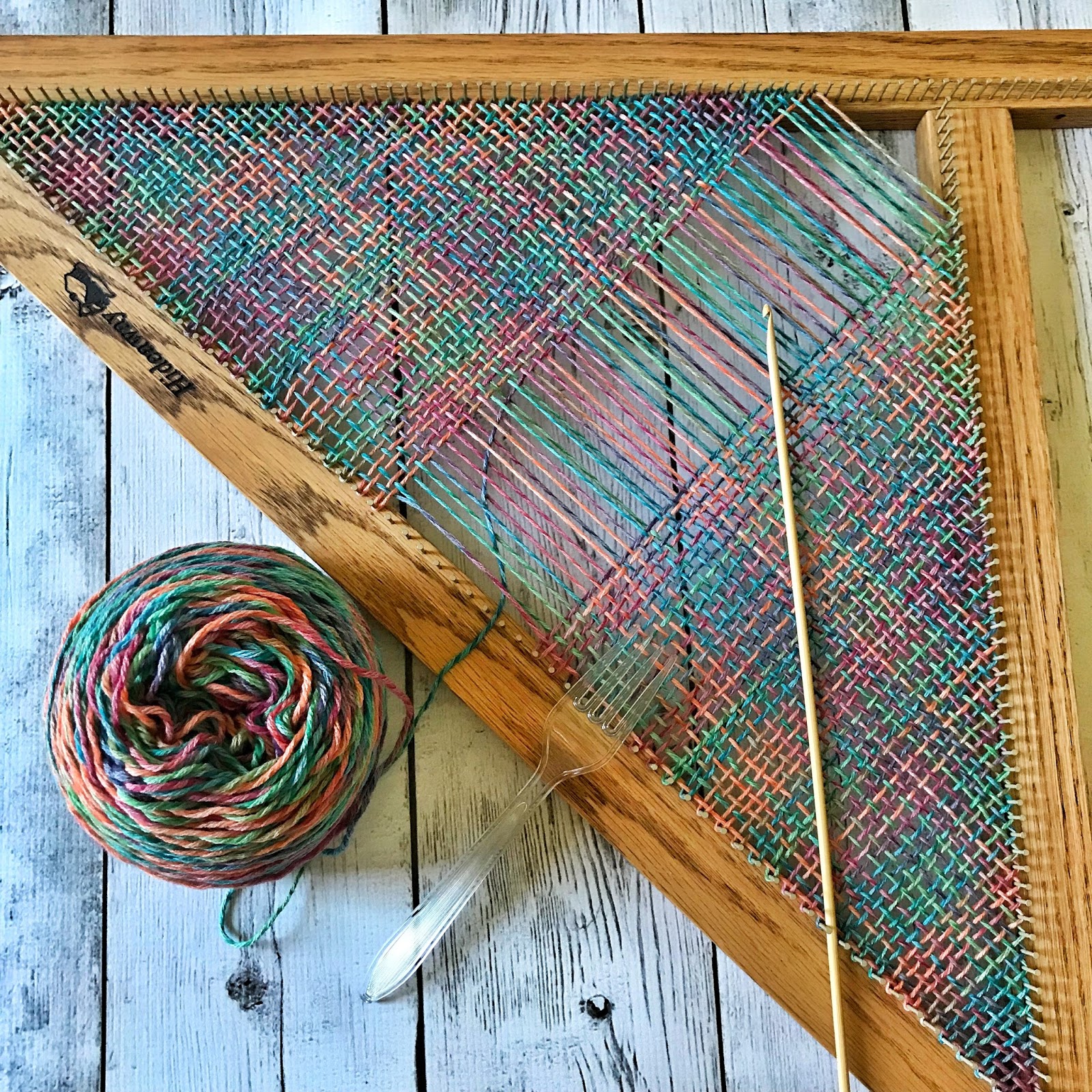 Angela Tong Designs Tri Loom Weaving with Brown Sheep Company's Synchrony